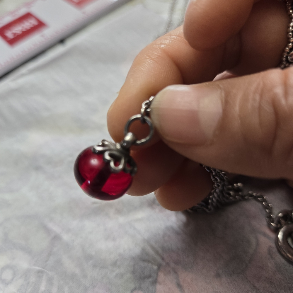 James Avery Silver Glass  Red Charm "RETIRED"